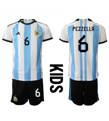Lacne Dětský Futbalové dres Argentína German Pezzella #6 MS 2022 Krátky Rukáv - Domáci (+ trenírky)